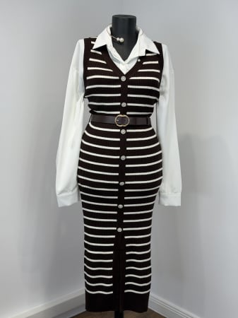 ROCHII - Rochie din Tricot curea inclusă - Maro