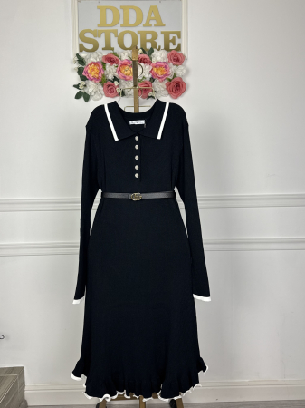 Rochie din tricot fin - negru [5]