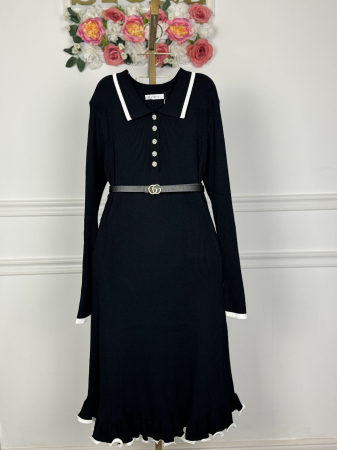 Rochie din tricot fin - negru [7]