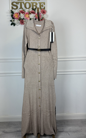 ROCHII - Rochie din Tricot Lunga- Bej