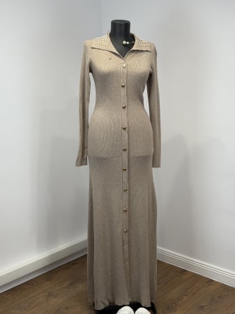 ROCHII - Rochie din Tricot Lunga- Bej