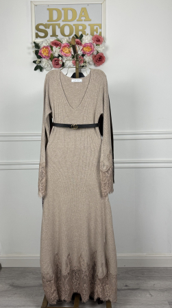 Rochie din Tricot Premium Lunga - bej [4]