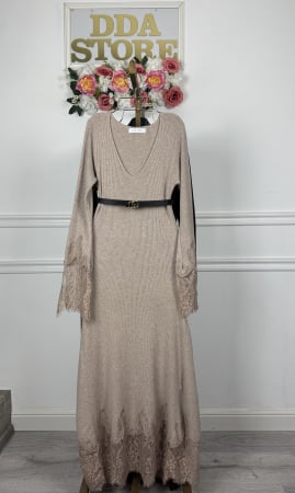 NOUTATI !!! - Rochie din Tricot Premium Lunga - bej