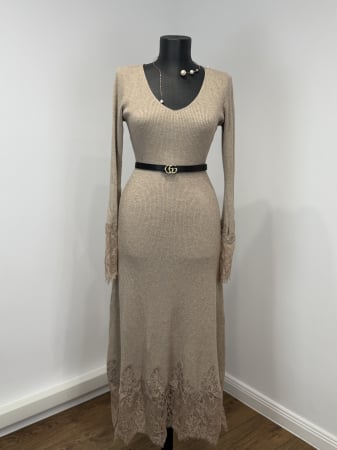 ROCHII - Rochie din Tricot Premium Lunga - bej -
