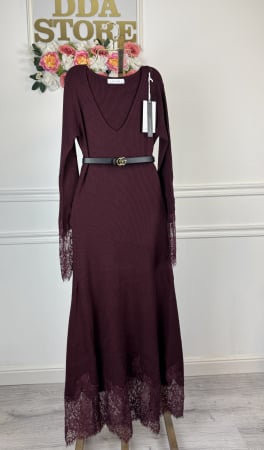 ROCHII - Rochie din Tricot Premium Lunga - burgundi