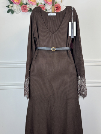 Rochie din Tricot Premium Lunga - maro [3]