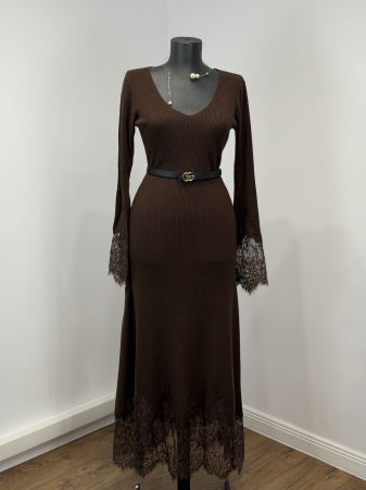ROCHII - Rochie din Tricot Premium Lunga - maro -
