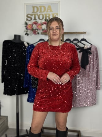 ROCHII - Rochie Elsa cu paiete - Rosu