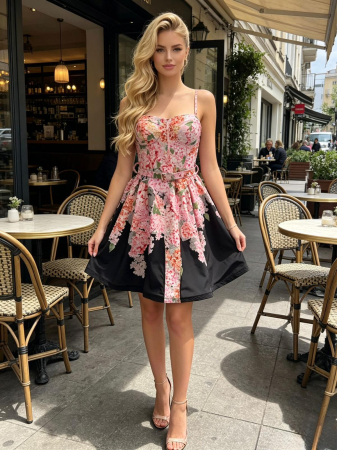 NOUTATI !!! - Rochie Heidi negru-roz