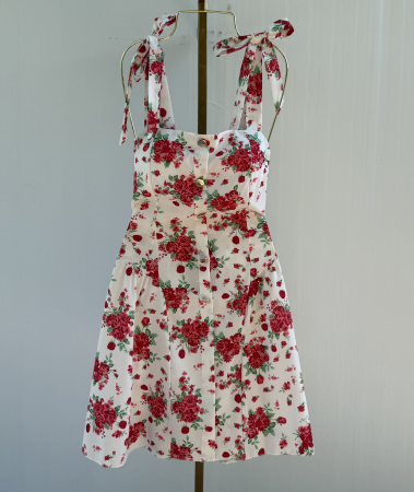 ROCHII - Rochie Miray Scurt - flori roșu