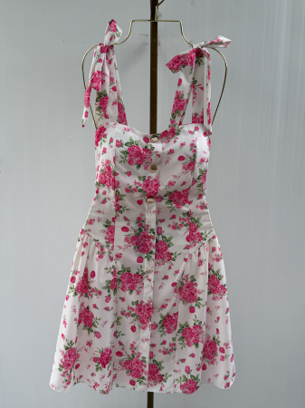ROCHII - Rochie Miray Scurt - flori roz
