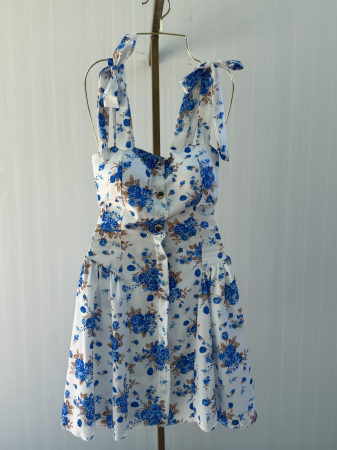 ROCHII - Rochie Miray Scurt - flori babyblue