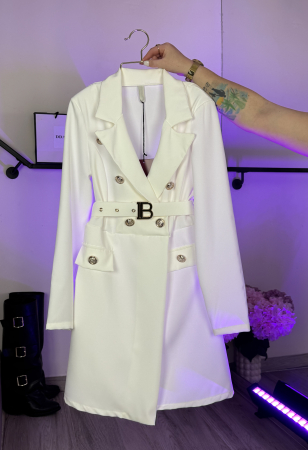 ROCHII - Rochie Monaco Croi tip sacou -Alb