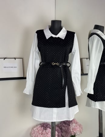 CAMASI - Rochie Stil Camasa Eva- curea inclusa - Negru