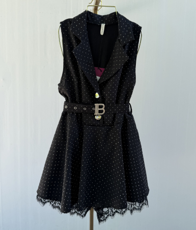 ROCHII - Rochie Stil Salopeta cu pietre Nairobi- negru