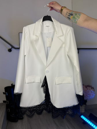 SACOURI - Sacou cu Dantelă Alb