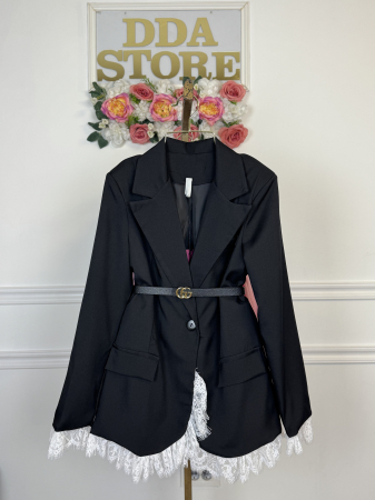 NOUTATI !!! - Sacou Cu Dantelă-Negru/Alb