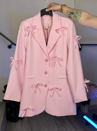 SACOURI - Sacou Lung cu Fundițe- Roz