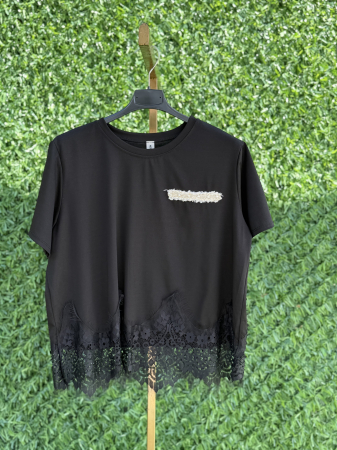 NOUTATI !!! - Tricou Cu Dantelă Negru