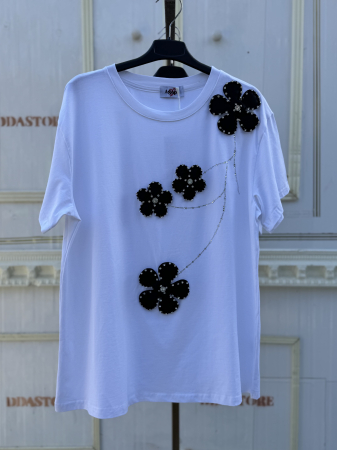 TRICOURI - Tricou Dama Flori 3D - alb