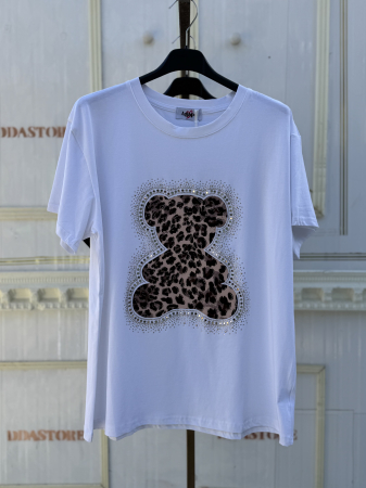 TRICOURI - Tricou Dama Urs print - alb