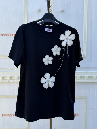 TRICOURI - Tricou Floare-Negru