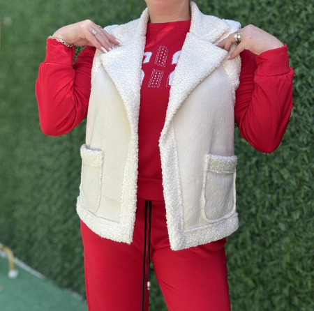 VESTE - Vesta Teddy alb