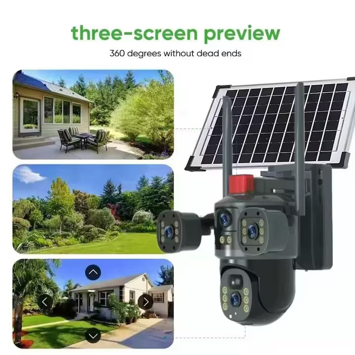 Cameră Supraveghere 2in1 cu Panou Solar, Conexiune SIM 4G, Vedere Tripla cu 2 Lentile, 6MP Ultra HD, Zoom 10X, Rotire Automată 355°/90°, Urmărire Inteligentă, Night Vision Color [7]