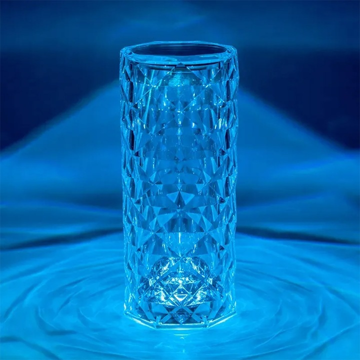 Lampa Luminoasa led Efect Cristal, 3 Lumini Albe, 16 Lumini RGB, Telecomanda Inclusa, Control Tactil, Reincarcabila pentru Dormitor, Birou, Bucatarie, Camping [13]