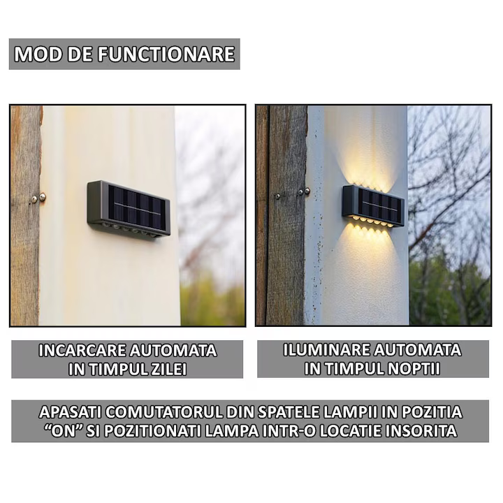 Lampa solara cu 10 LED, cu lumini bidirectionale, rezistente la apa [5]