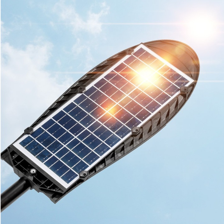 Lampa solara stradala 3000W  cu 20 LED COB, senzor de miscare si telecomanda, protectie IP65, negru,W7102A-7 [5]