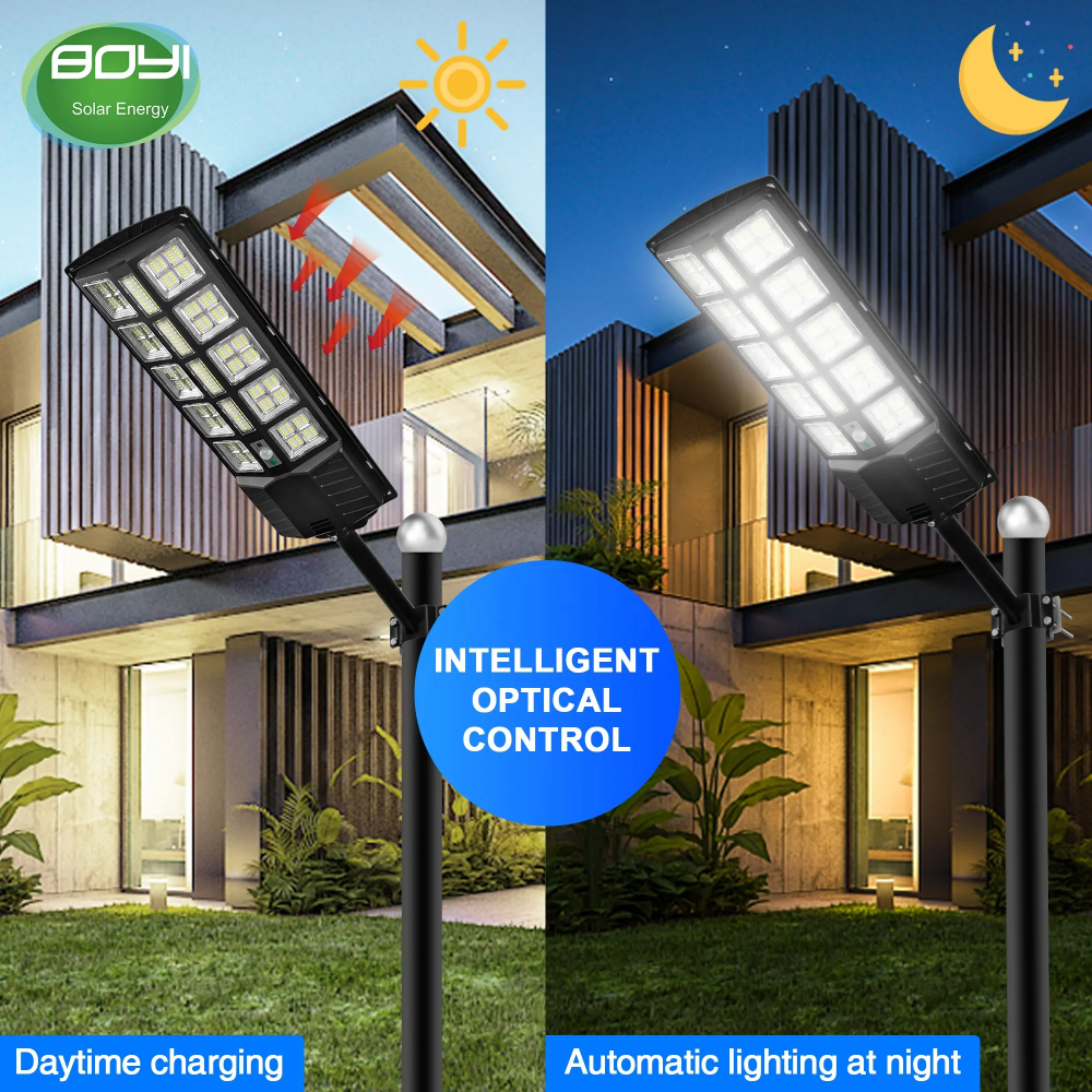 Lampa stradala solara integrata cu telecomanda, Putere - 3000W, culoare negru [8]