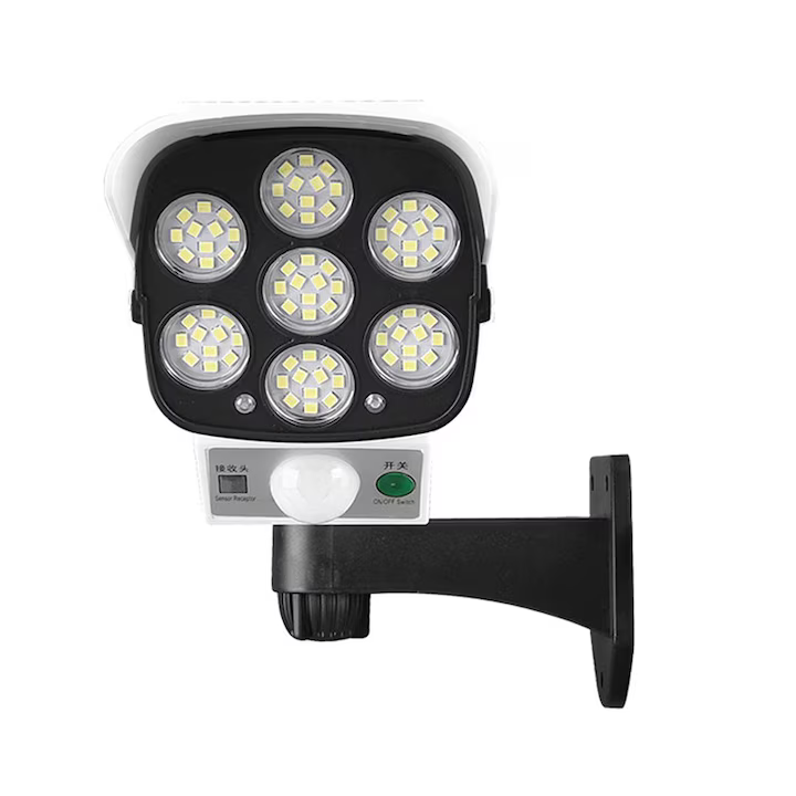 Lampa tip camera falsa cu panou solar si senzor de miscare, 77 x LED, telecomanda, 3 moduri de iluminare, JF-2178 [2]