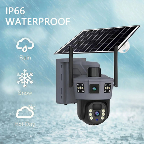 Cameră de supraveghere 4G dubla cu panou solar, rezoluție 1080p, zoom optic 10x, vedere nocturnă color până la 100m, audio bilateral, rezistentă la apă și îngheț [2]