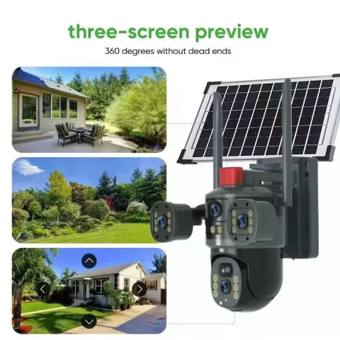 Cameră Supraveghere 2in1 cu Panou Solar, Conexiune SIM 4G, Vedere Tripla cu 2 Lentile, 6MP Ultra HD, Zoom 10X, Rotire Automată 355°/90°, Urmărire Inteligentă, Night Vision Color [6]