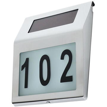 Lampa LED De Exterior cu Numar Casa, Inox, Incarcare Solara, Cu Baterie Reincarcabila Inclusa, Pornire Oprire Automata, 3 x Numere 0-9,1 x Litere Mici a-h, 19x18.5x5 cm [6]