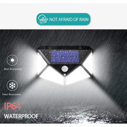 Lampa Solară 100 LED-uri cu Senzor de Mișcare, Model Nou, Rezistentă la Apă, 3 Moduri de Iluminare, Autonomie Mare - Ideală pentru Grădină și Spații Exterioare” [1]