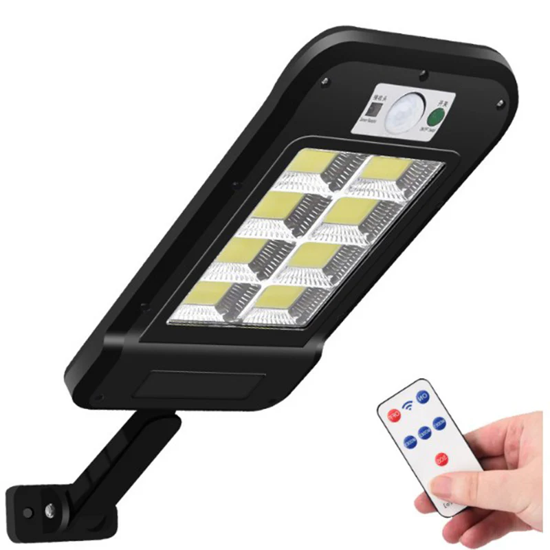 Lampi led si proiectoare solare - Lampa solara LED, 40W, cu panou solar, 160 LED COB, senzor de miscare, 3 moduri de iluminare, telecomanda