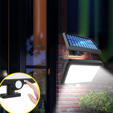 Lampa Solara LED Cu Telecomanda, Ajustabila, 100 COB LED, Senzor De Miscare Si Lumina, Baterie Inclusa 1200 mAh, 260 LM, Lungime Cablu 5 Metri, Rezistenta La Apa, Negru [4]