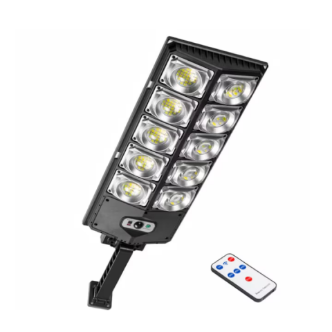 Set 2 X Lampa Stradala cu Incarcare Solara 2200W, 3 Moduri de iluminare, Senzor de Lumina si Senzor de Miscare, Telecomanda Inclusa, Negru, W789A-5 [1]