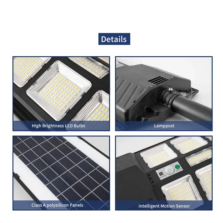 Lampa stradala solara integrata cu telecomanda, Putere - 2800 W, culoare negru [4]