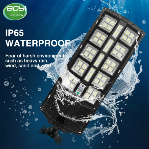 Lampa stradala solara integrata cu telecomanda, Putere - 3000W, culoare negru [6]