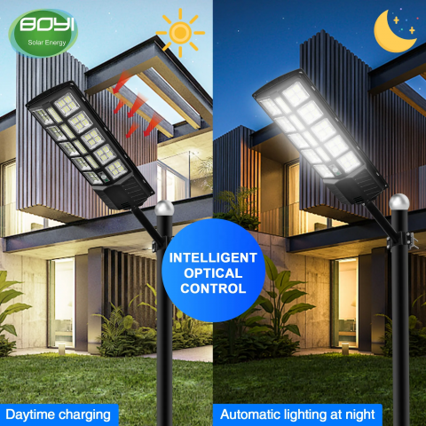 Lampa stradala solara integrata cu telecomanda, Putere - 3000W, culoare negru [7]