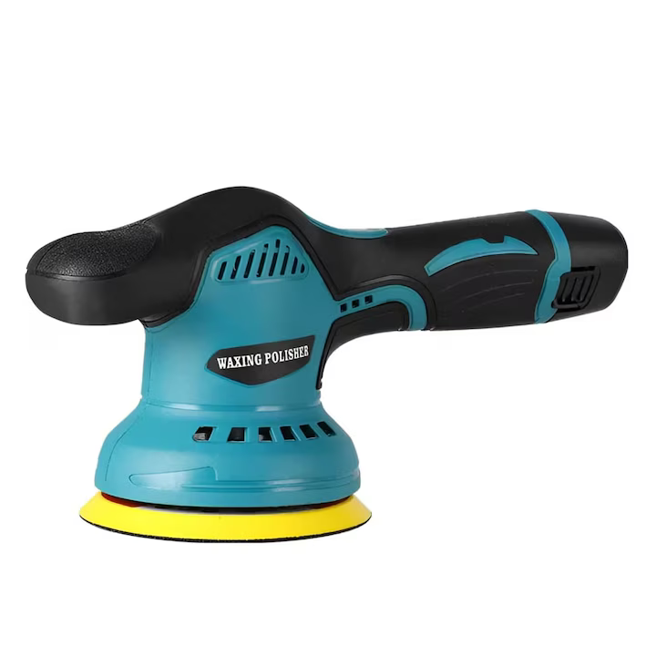 Aparat Polish Auto fără Fir, 2 Acumulatori 36V Incluși, Viteză Variabilă 2500–5000 RPM, 8 Trepte de Reglaj, Dimensiuni 27,5x11,5x12 cm, Design Ergonomic Portabil, Negru-Albastru [4]