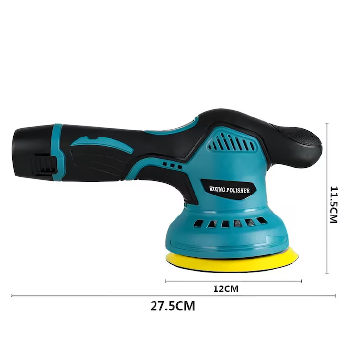 Aparat Polish Auto fără Fir, 2 Acumulatori 36V Incluși, Viteză Variabilă 2500–5000 RPM, 8 Trepte de Reglaj, Dimensiuni 27,5x11,5x12 cm, Design Ergonomic Portabil, Negru-Albastru [3]