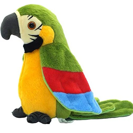 Jucărie papagal vorbitor din pluș, 20 cm, funcție de imitare voce și mișcare interactivă [8]