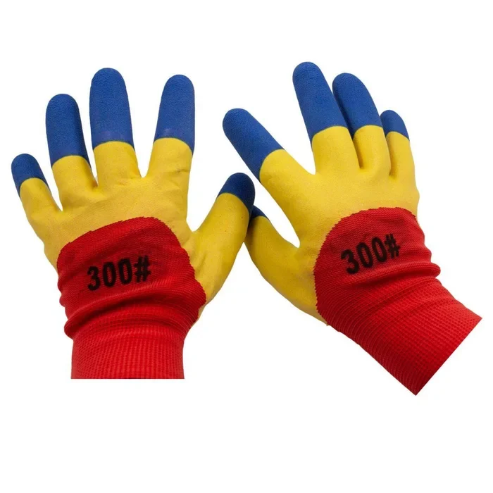 Set 2 Mănuși de protecție din tricot și latex, multicolore, cu aderență ridicată, pentru industrie, logistică și silvicultură [1]
