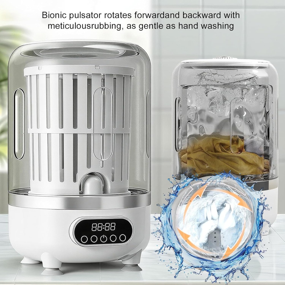 Mașină de spălat portabilă 3 în 1, baterie 3000 mAh, capacitate 3L, 3 moduri de spălare, coș de centrifugare inclus [6]