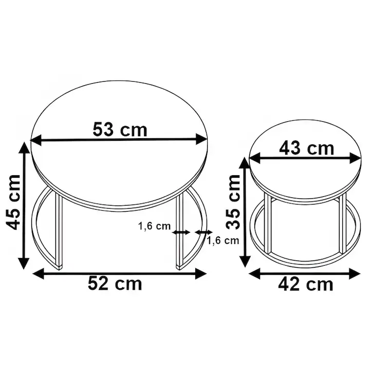 Măsuță Cafea 2-în-1, Blat Aspect Marmură Neagră, Cadru din Oțel Negru Mat, Dimensiuni 53x43 cm, Suportă până la 30 kg, Mese Suprapuse cu Design Modern și Compact [3]