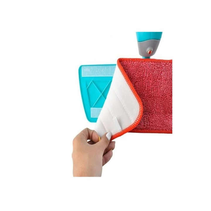 Mop plat 2 în 1, rezervor transparent cu pulverizare spray, cap microfibră reutilizabil, coadă din aluminiu [6]